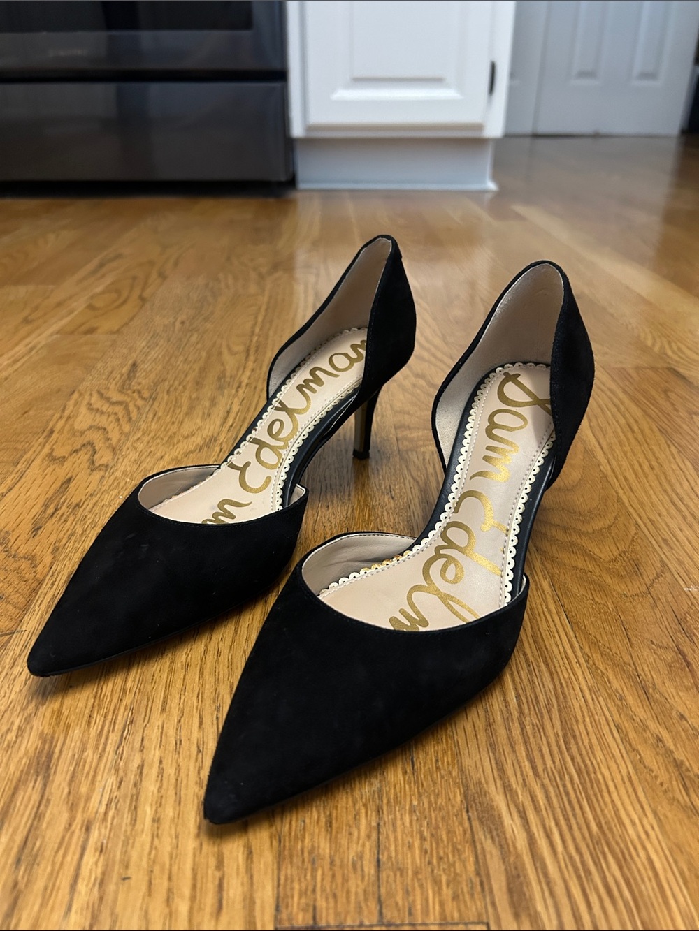 Sam Edelman Black Suede Pointed D'Orsay Stiletto Heels